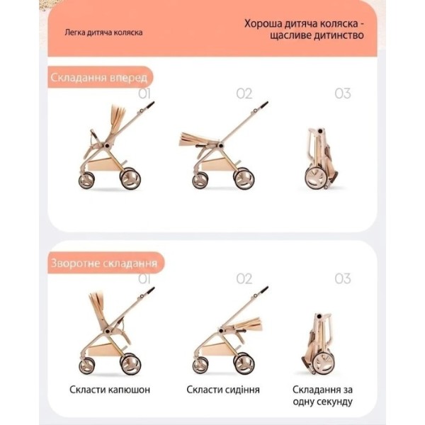 Фото - Коляска універсальна 2 в 1 Kidilo Haolaifu H3 Beige (692870766409)