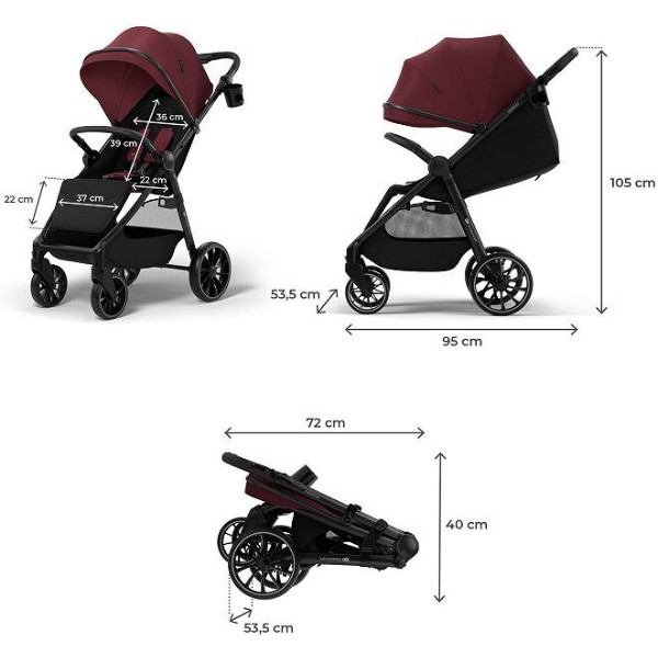 Фото - Коляска прогулочная Kinderkraft Grande 2 Burgundy (KSGRAN02BRG0000)