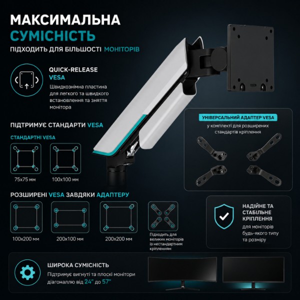 Фото - Кріплення настільне iTECH LDT96-C012