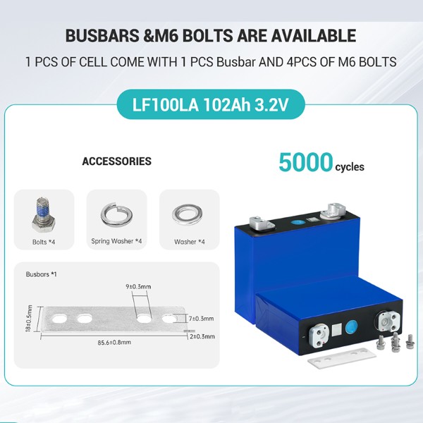 Фото - Батарея для сонячного інвертора EVE LiFePO4 3.2V 102Ah M6 (LF100LA)
