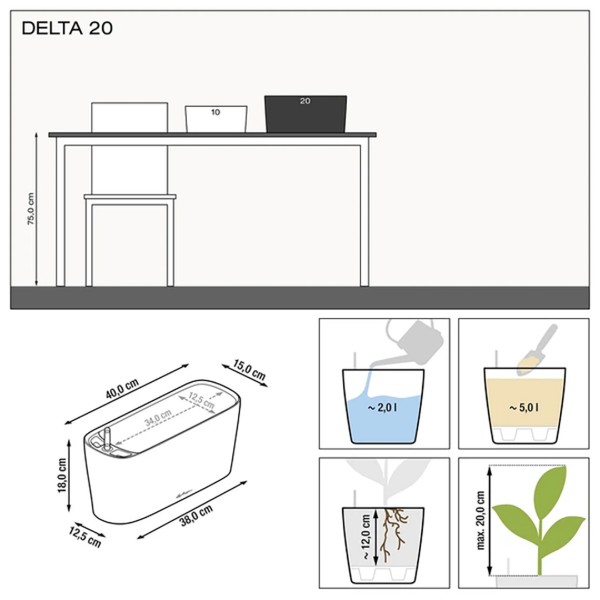 Фото - Вазон Lechuza Delta Premium 20 белый матовый (15570)