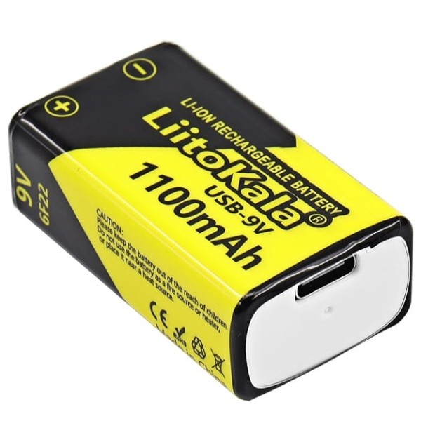 Фото - Батарейка тип 6F22 (1604) LiitoKala 9V 1100 mAh (USB-9V 1100mAh)