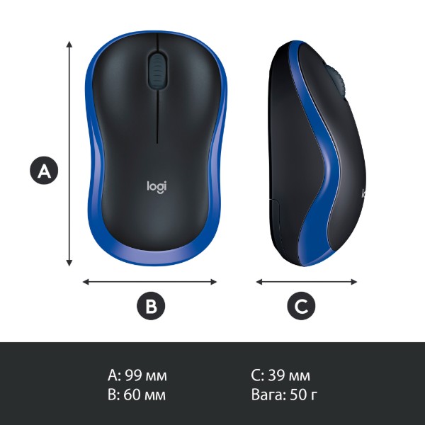 Фото - Миша бездротова Logitech M185 USB Blue (910-002236)