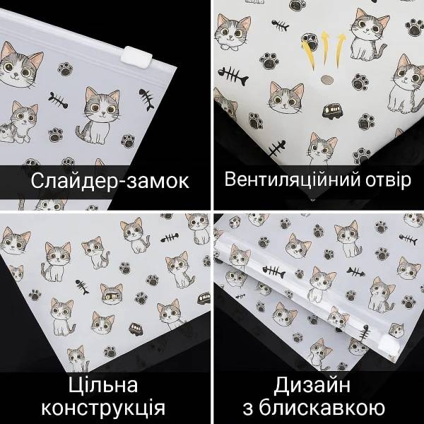 Фото - Набір пакетів для зберігання дитячий Love You Котики 20 шт. 20х30 см (59077)