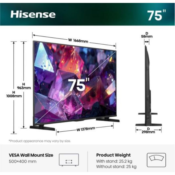 Фото - Телевизор Hisense 75E7S PRO