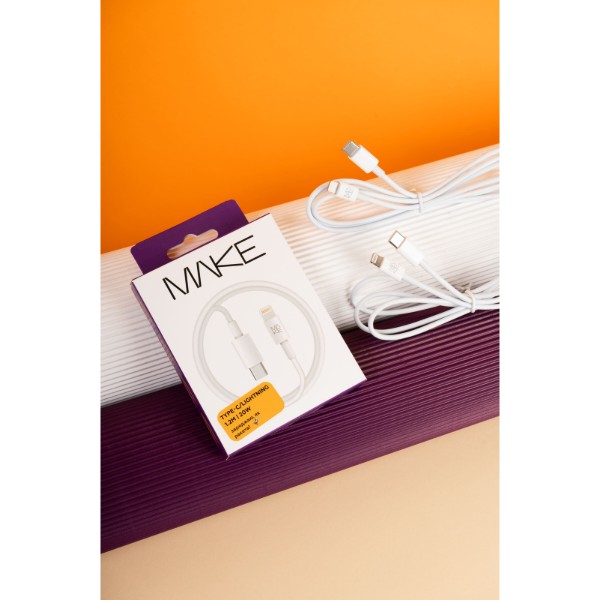 Фото - Кабель MAKE Type-C to Lightning PD 18W 1.2m TPE White (MCB-LT2WH)