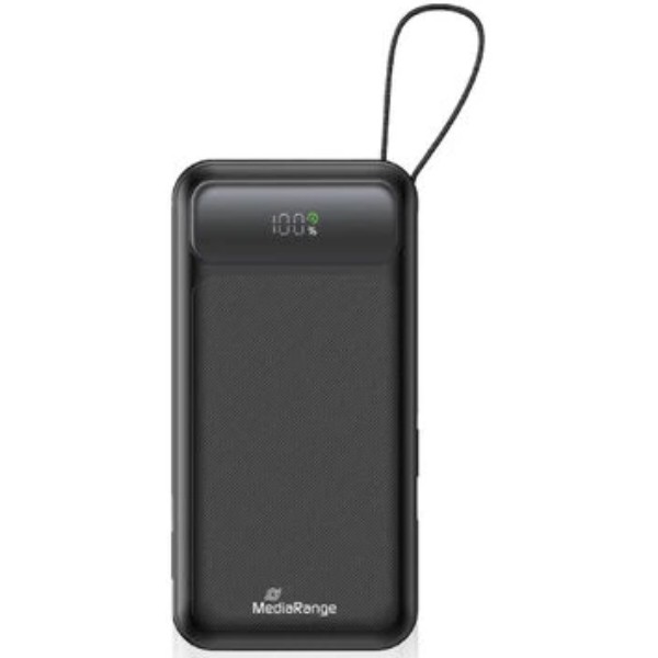 Фото - Батарея мобильная MediaRange Powerbank 20.000 mAh, USB-C, Lightning Charging Cables, Black (MRMA756)