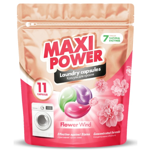 Фото - Капсули для прання Maxi Power 11 шт. універсальні Квітковий вітер (4823098414988)