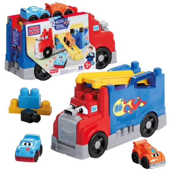 Фото - Пластиковий конструктор для малюків Mega Bloks Автовоз з машинками (JFR29)