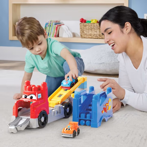 Фото - Пластиковий конструктор для малюків Mega Bloks Автовоз з машинками (JFR29)
