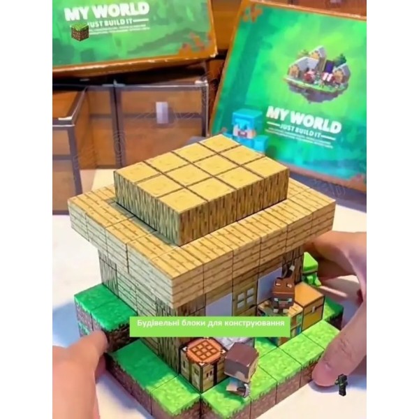 Фото - Магнітний конструктор Minecraft 110 деталей + 6 фігурок (6948679457784)