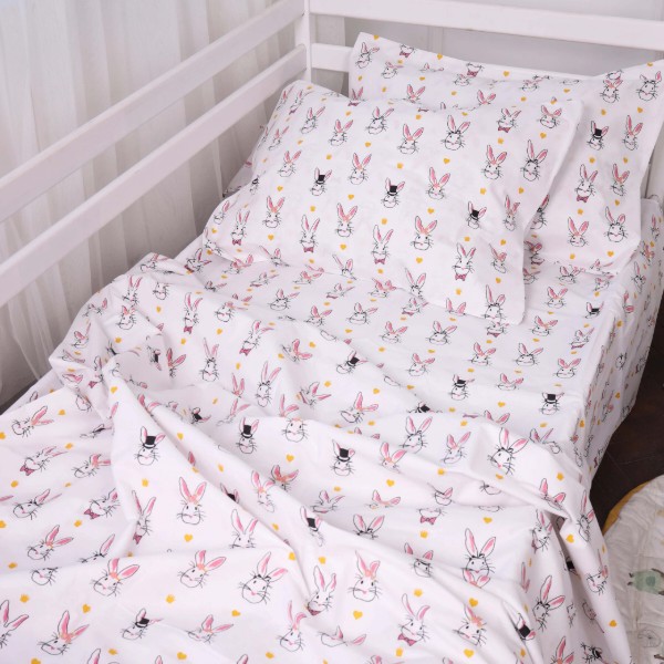 Фото - Комплект постільної білизни MirSon Бязь 17-0529 Bunnies white (2200003674002)