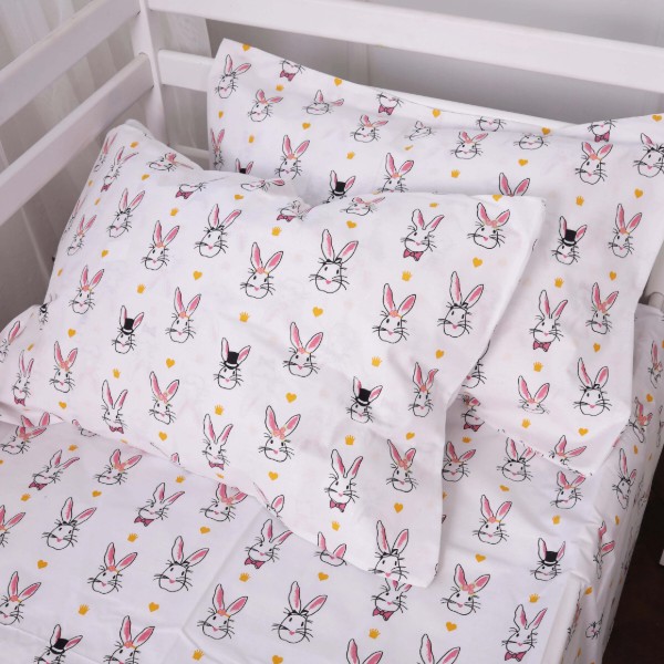 Фото - Комплект постільної білизни MirSon Бязь 17-0529 Bunnies white (2200003674002)