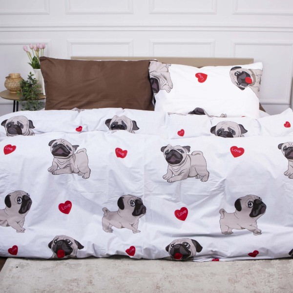 Фото - Комплект постільної білизни MirSon Бязь Ranforce Elite 17-0566 Pug-dog 160x220 см (2200004698748)