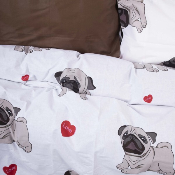 Фото - Комплект постільної білизни MirSon Бязь Ranforce Elite 17-0566 Pug-dog 160x220 см (2200004698748)