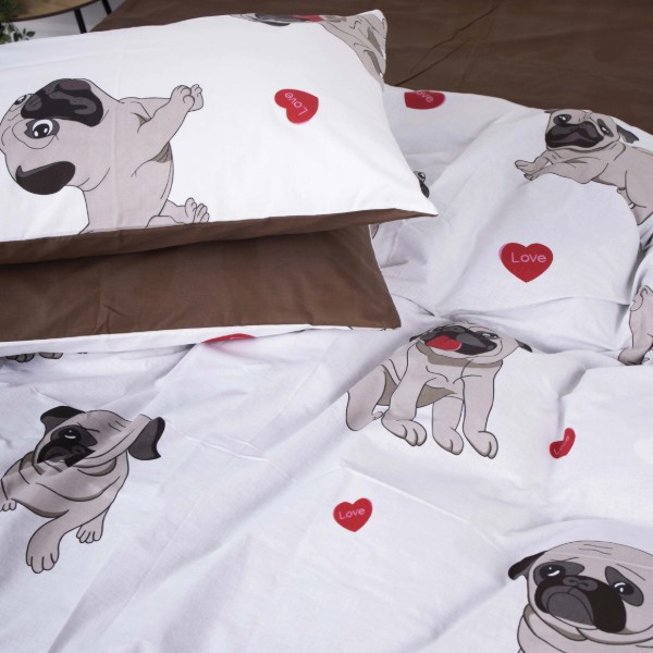 Фото - Комплект постільної білизни MirSon Бязь Ranforce Elite 17-0566 Pug-dog 160x220 см (2200004698748)