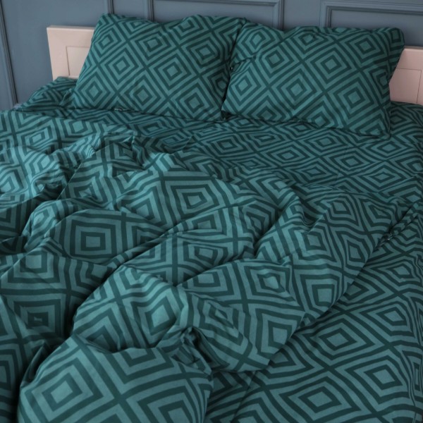 Фото - Комплект постільної білизни MirSon Ranforce Elite 17-0622 Geometry Emerald 2x143x210 см (2200008197520)