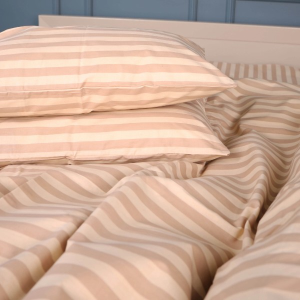 Фото - Комплект постільної білизни MirSon Ranforce Elite 17-0610 Stripe Light Brown 143х210 см (2200008198619)