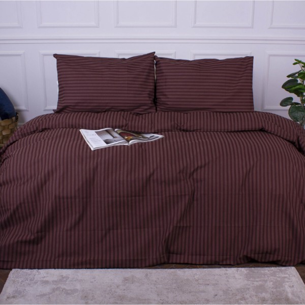 Фото - Комплект постельного белья MirSon Ranforce Elite 17-0617 Stripe Brown 160х220 (2200008202286)