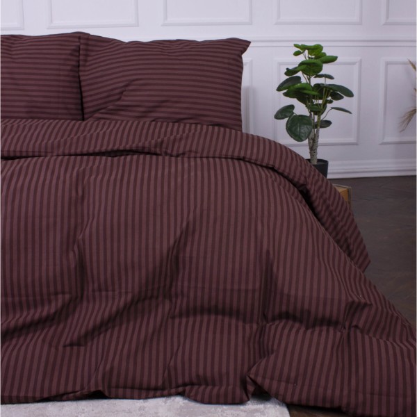 Фото - Комплект постельного белья MirSon Ranforce Elite 17-0617 Stripe Brown 160х220 (2200008202286)