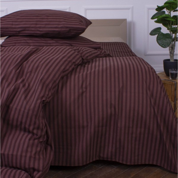 Фото - Комплект постельного белья MirSon Ranforce Elite 17-0617 Stripe Brown 160х220 (2200008202286)