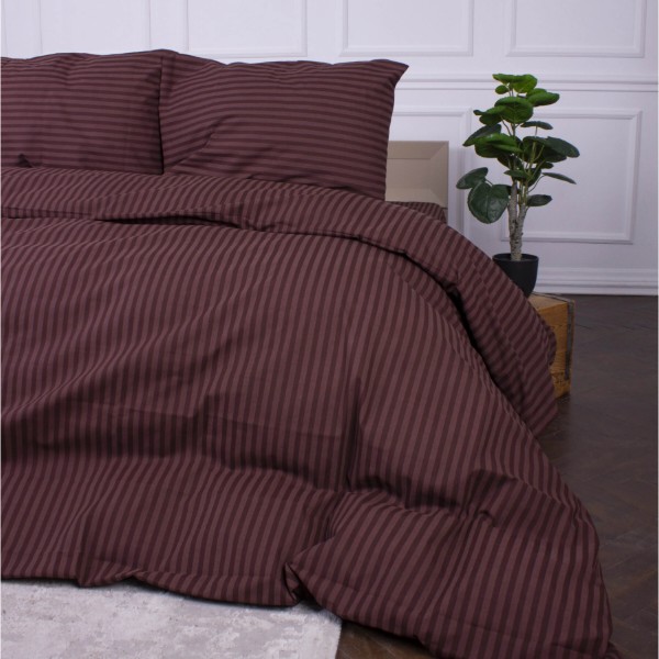 Фото - Комплект постельного белья MirSon Ranforce Elite 17-0617 Stripe Brown 160х220 (2200008202286)