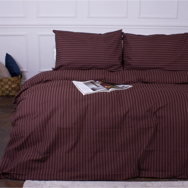 Фото - Комплект постельного белья MirSon Ranforce Elite 17-0617 Stripe Brown 160х220 (2200008202286)