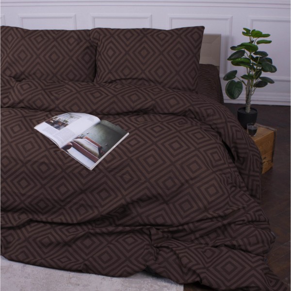 Фото - Комплект постельного белья MirSon Бязь 17-0624 Geometry Brown 160х220 (2200008204488)