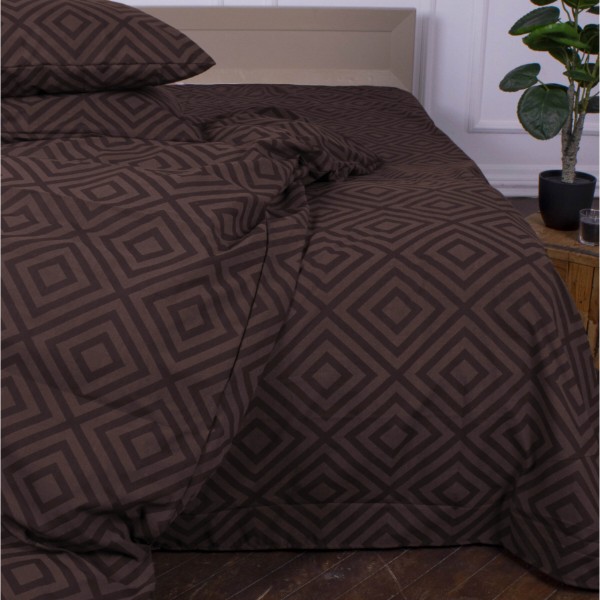 Фото - Комплект постельного белья MirSon Ranforce Elite 17-0624 Geometry Brown 160х220 (2200008204228)