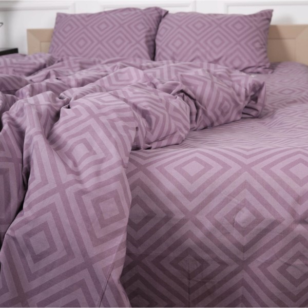 Фото - Комплект постільної білизни MirSon Бязь 17-0626 Geometry Purple 160х220 (2200008205522)