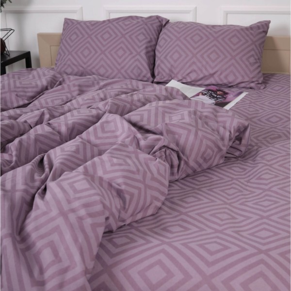 Фото - Комплект постільної білизни MirSon Бязь 17-0626 Geometry Purple 160х220 (2200008205522)