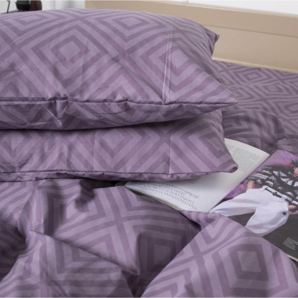 Фото - Комплект постільної білизни MirSon Бязь 17-0626 Geometry Purple 160х220 (2200008205522)