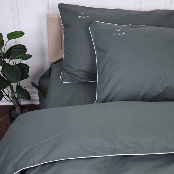 Фото - Комплект постільної білизни MirSon Ranforce Elite Corner 16-7000 Green Grey 2x143x210 см (2200008401290)