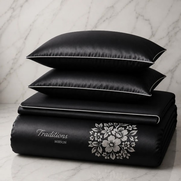 Фото - Комплект постільної білизни MirSon Сатин ELIT 0055 Black Pearl Traditions 2x143x210 см (2200008706180)