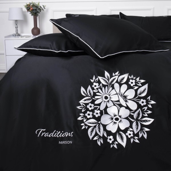 Фото - Комплект постільної білизни MirSon Сатин ELIT 0055 Black Pearl Traditions 143х210 см (2200008706289)