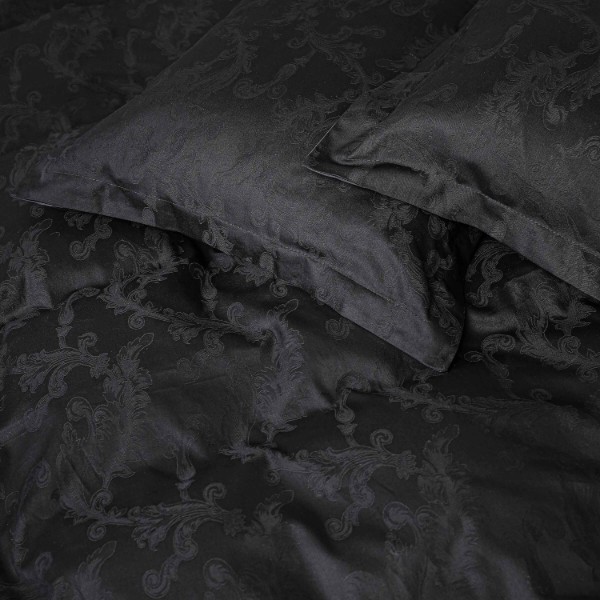 Фото - Комплект постільної білизни MirSon Сатин Жакард 6031 Count Black 2x143x210 см (2200008763725)