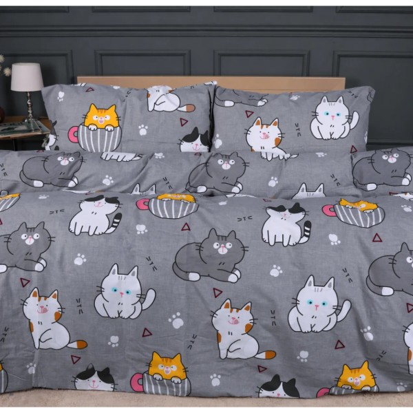 Фото - Комплект постільної білизни MirSon Ranforce Elite 17-0665 Cream Kittens 2x143x210 см (2200009904288)