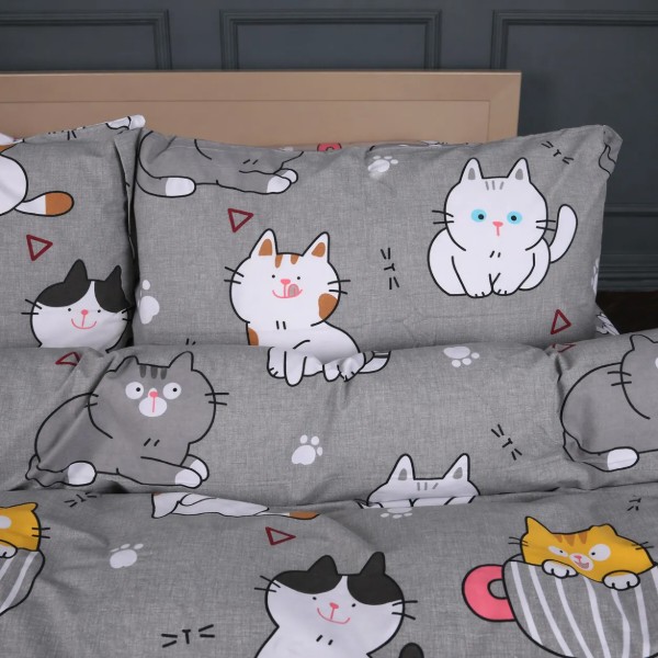 Фото - Комплект постільної білизни MirSon Ranforce Elite 17-0665 Cream Kittens 2x143x210 см (2200009904288)