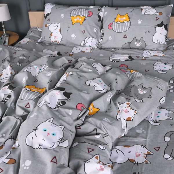 Фото - Комплект постільної білизни MirSon Ranforce Elite 17-0665 Cream Kittens 2x143x210 см (2200009904288)