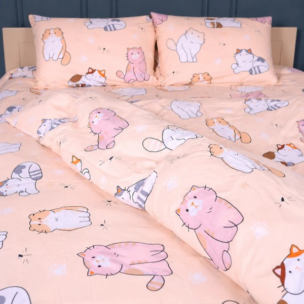 Фото - Комплект постільної білизни MirSon Бязь 17-0665 Cream Kittens 160х220 (2200010064490)