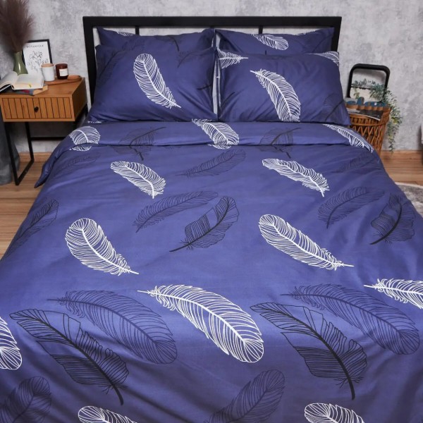 Фото - Комплект постільної білизни Moon&Star Мікросатин Premium «Night Feathers» 160х220х2 наволочки 2х70х70 (MS-820007977)