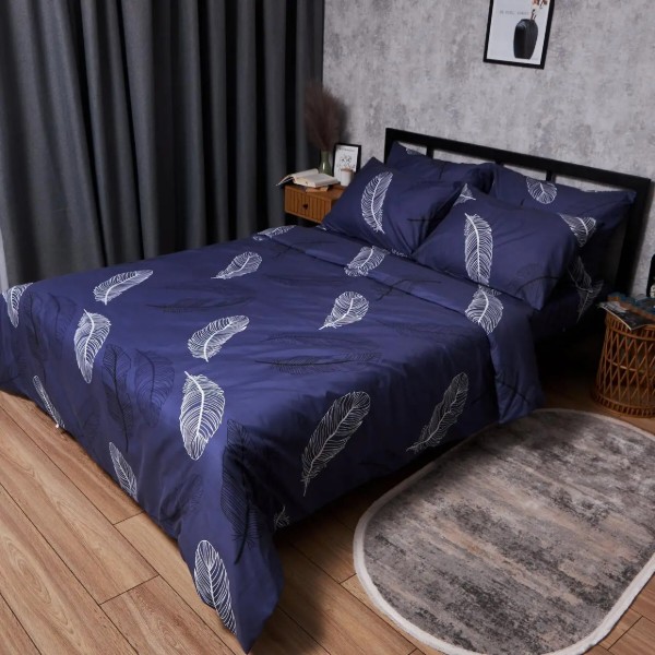 Фото - Комплект постільної білизни Moon&Star Мікросатин Premium «Night Feathers» 160х220х2 наволочки 2х70х70 (MS-820007977)