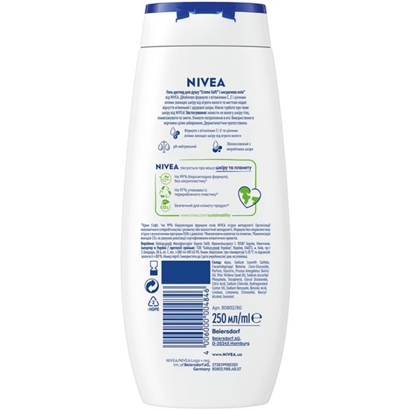 Фото - Гель для душа NIVEA shower крем софт и миндальное масло 250 мл (4005808124015)