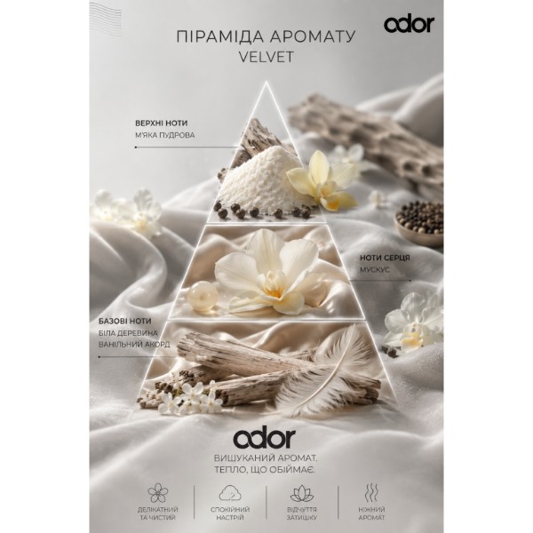 Фото - Освежитель воздуха аэрозольный Odor Premium Velvet 250 мл парфюмированный (4820086524414)