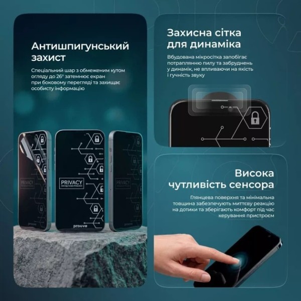 Фото - Защитное стекло для смартфона Proove Privacy 360 iPhone 17 Pro Max black (PGP360I17PM1)