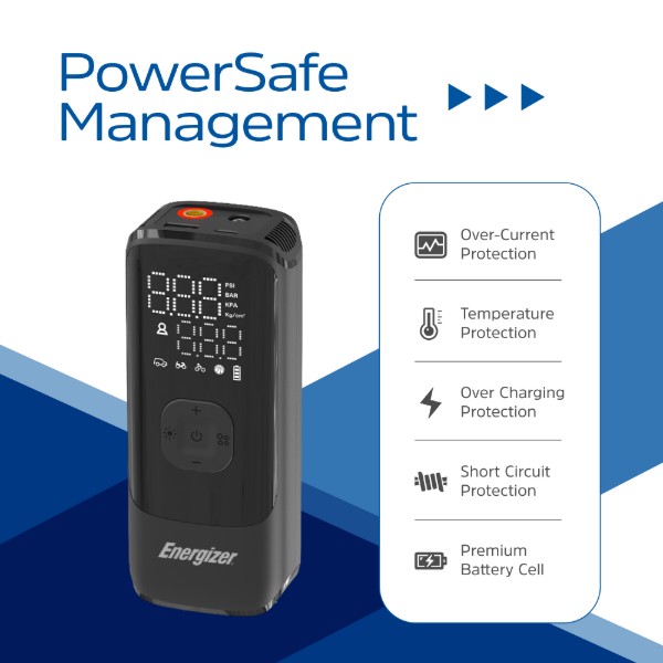 Фото - Автокомпрессор Energizer PAC4000 150 PSI, Power Bank 2000mAh Black