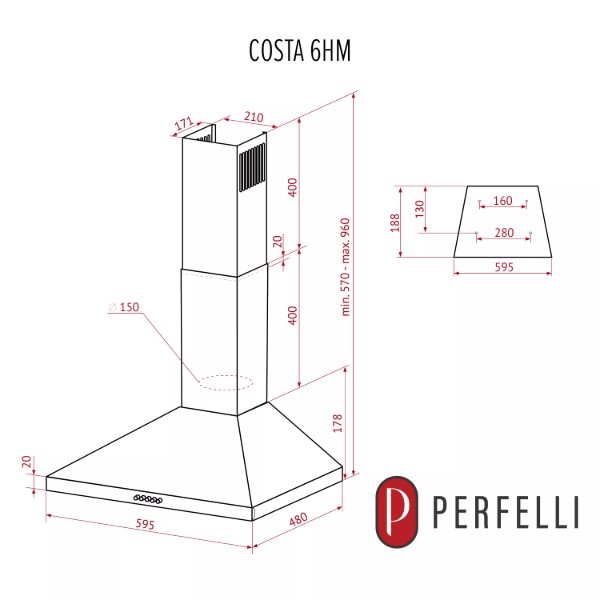Фото - Витяжка декоративна Perfelli COSTA 6HM BIANCO