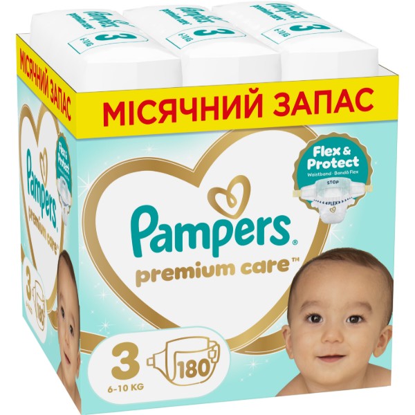 Фото - Одноразові підгузки Pampers Premium Care Розмір 3 (6-10 кг) 180 шт (80883548)