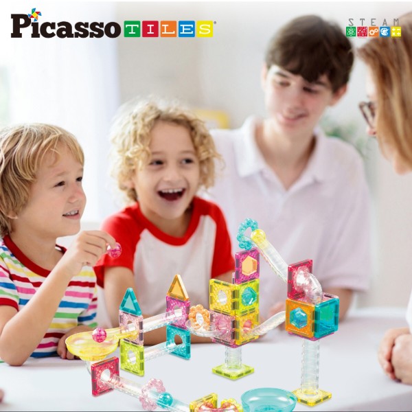 Фото - Магнитный конструктор Picasso Tiles MINI DIAMOND MARBLE RUN TRACK SET на 60 деталей (28299)