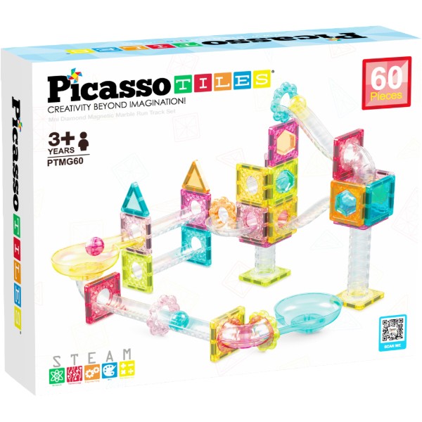 Фото - Магнитный конструктор Picasso Tiles MINI DIAMOND MARBLE RUN TRACK SET на 60 деталей (28299)